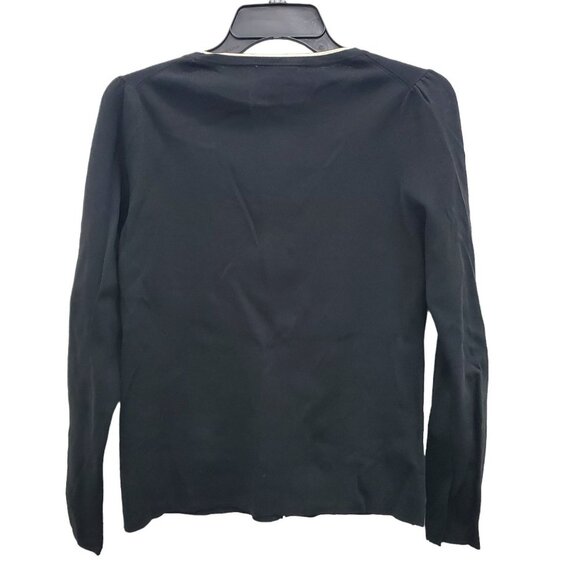 Ann Taylor LOFT Women's‎ Black Knit White Trim Button Up Academia Cardigan Sz S - Picture 5 of 5